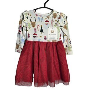 Emerson and Friends Bamboo Tulle Dress 3-6m NWT Christmas Long Sleeve Ruffle
